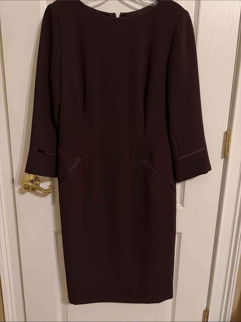 Anne Klein Dark Brown Long Sleeve Sheath Dress